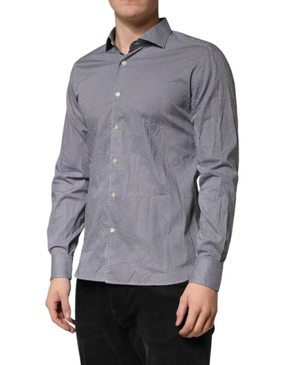 Gray Patterned Long Sleeves Dress Shirt