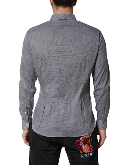Gray Patterned Long Sleeves Dress Shirt