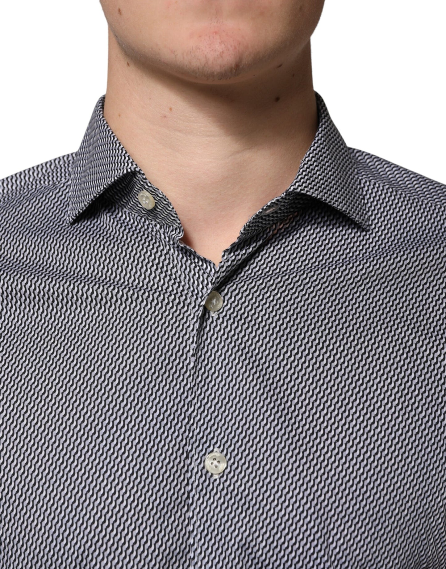 Gray Patterned Long Sleeves Dress Shirt