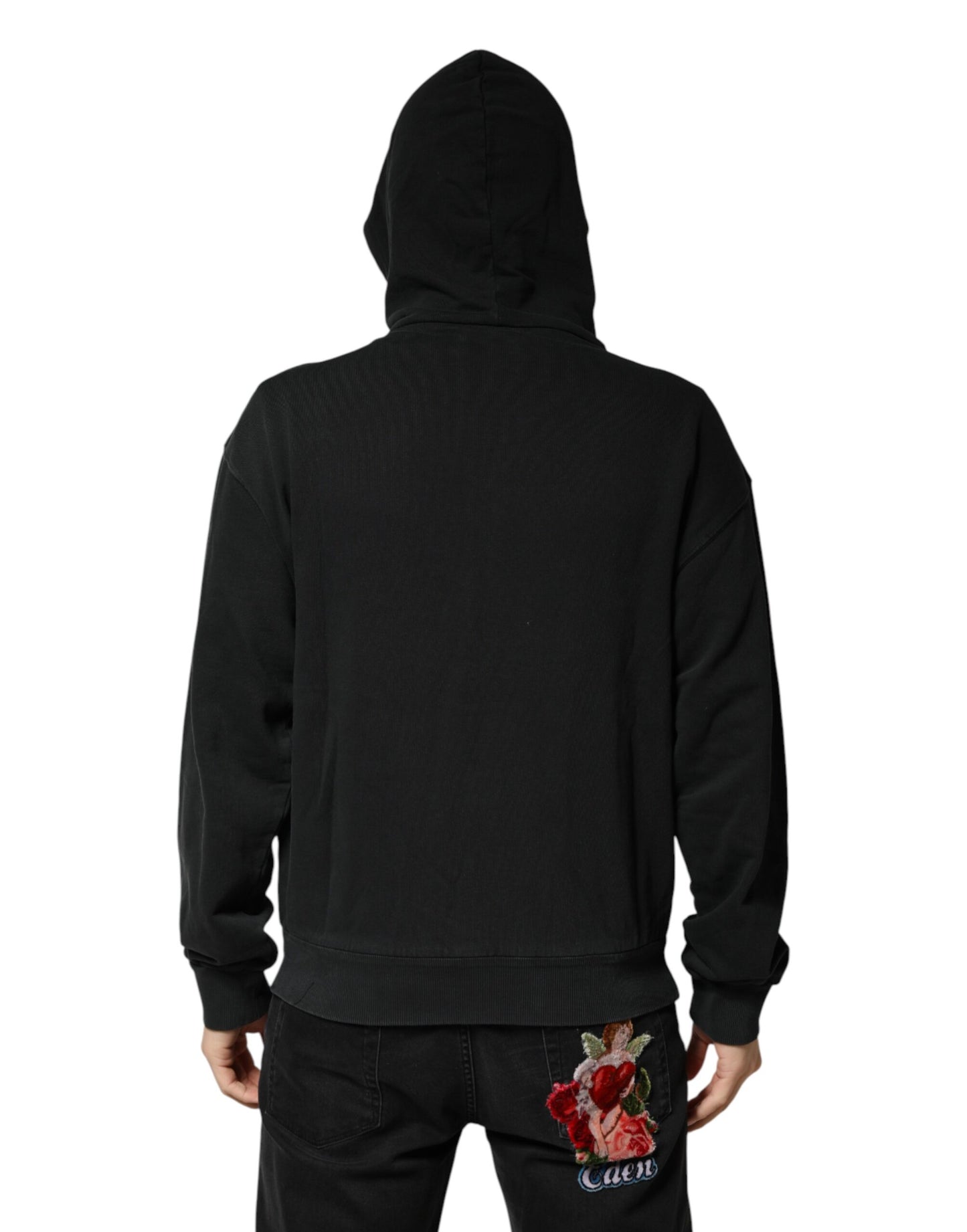 Black Full Zip Hooded Men Sweatshirt Sweater
