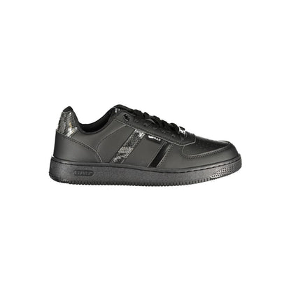 "Black Polyurethane Women's Sneaker"