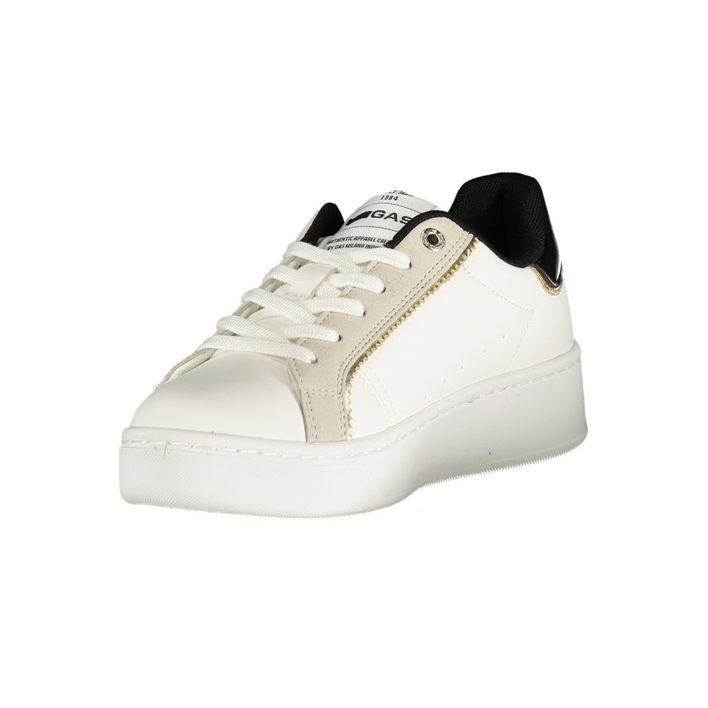 White Polyurethane Women Sneaker