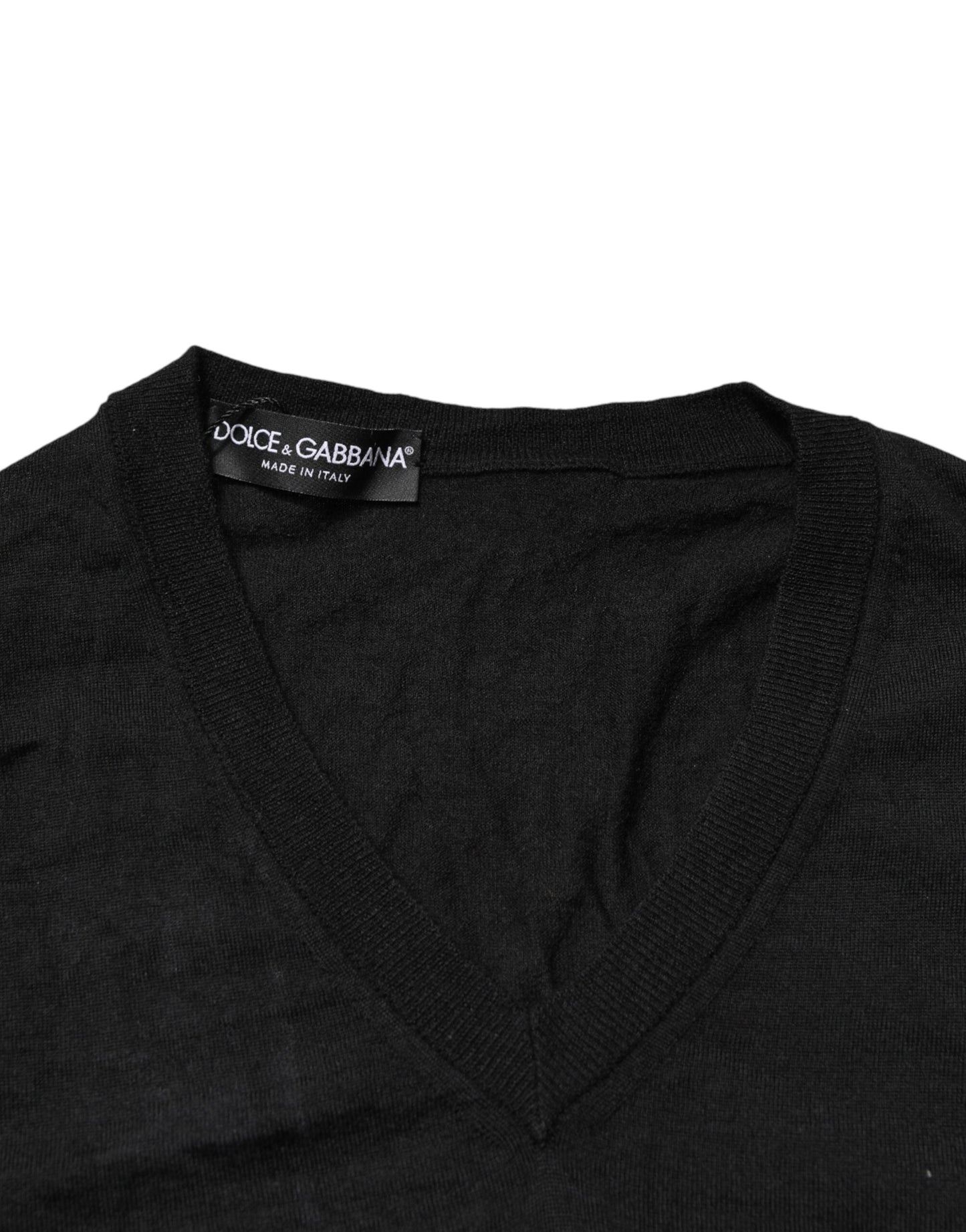 Black Cashmere V-Neck Men Pullover Sweater