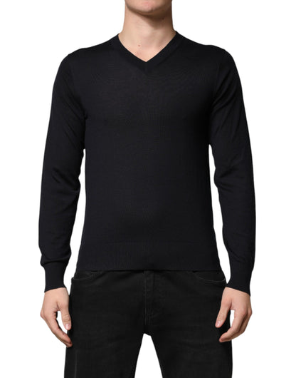 Black Cashmere V-Neck Men Pullover Sweater