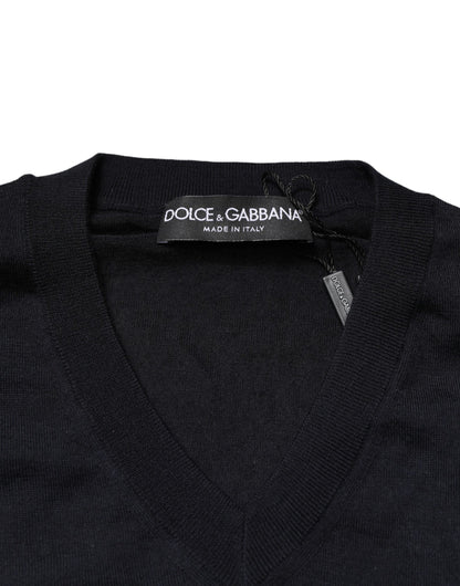 Black Cashmere V-Neck Men Pullover Sweater