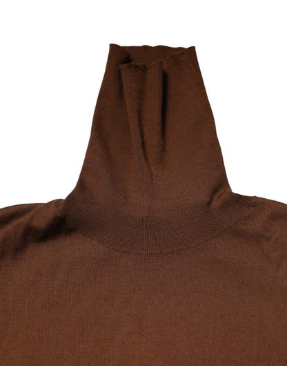 Brown Cashmere Turtle Neck Pullover Sweater