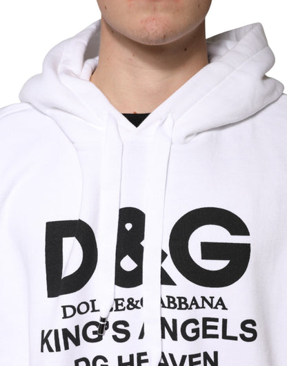 White Logo Cotton Hooded Sweatshirt  Sweater