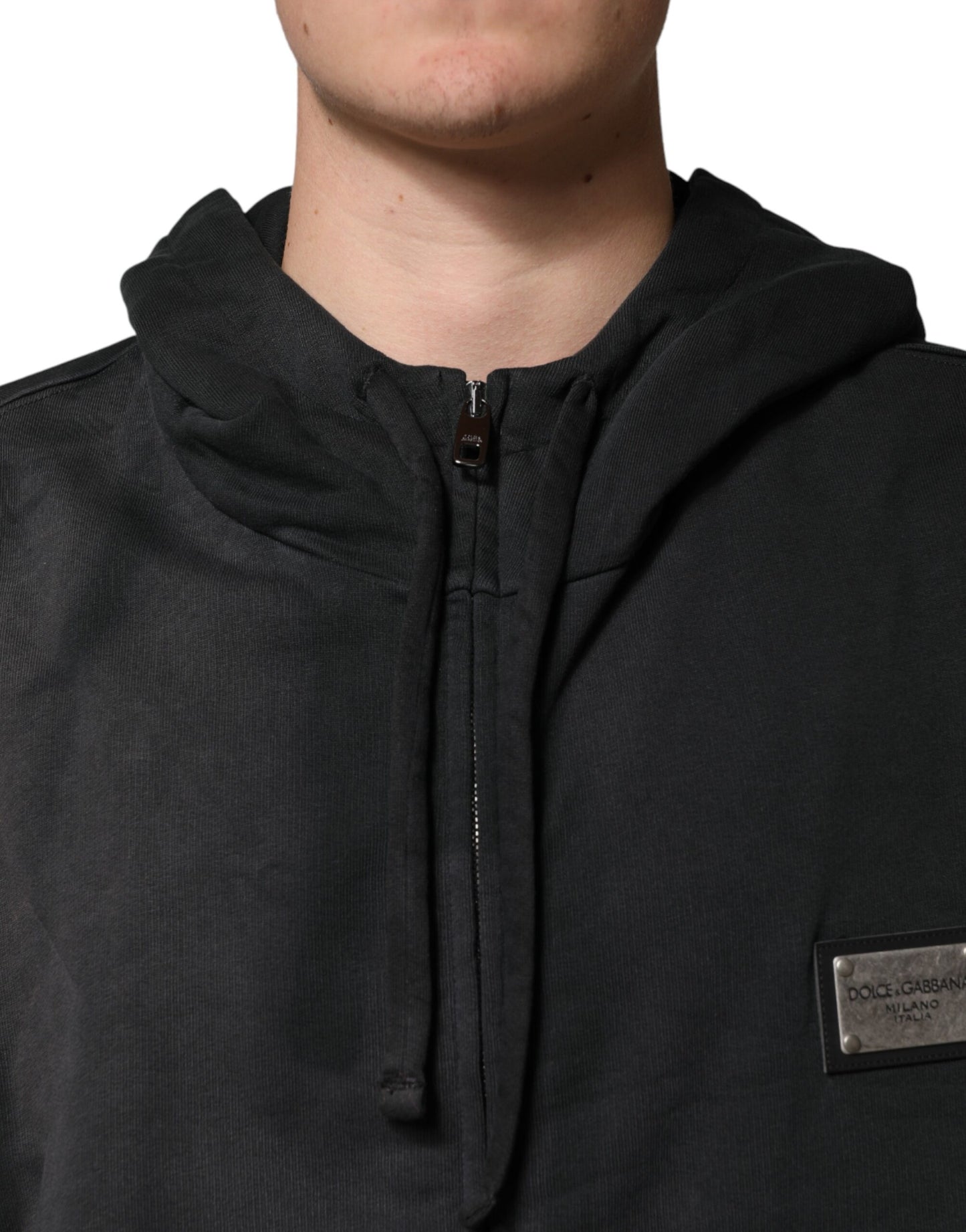 Black Logo Zipped Hooded Sweatshirt Sweater