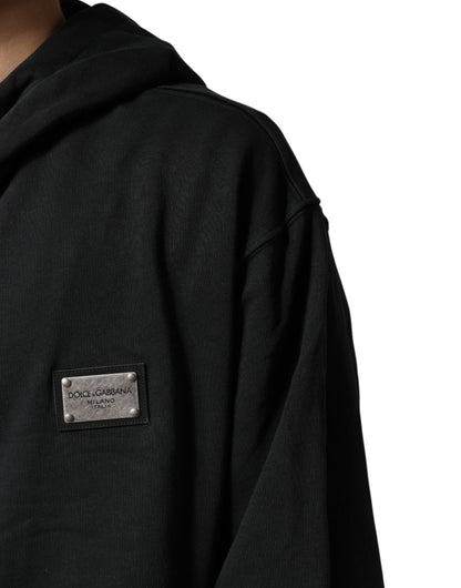 Black Logo Zipped Hooded Sweatshirt Sweater