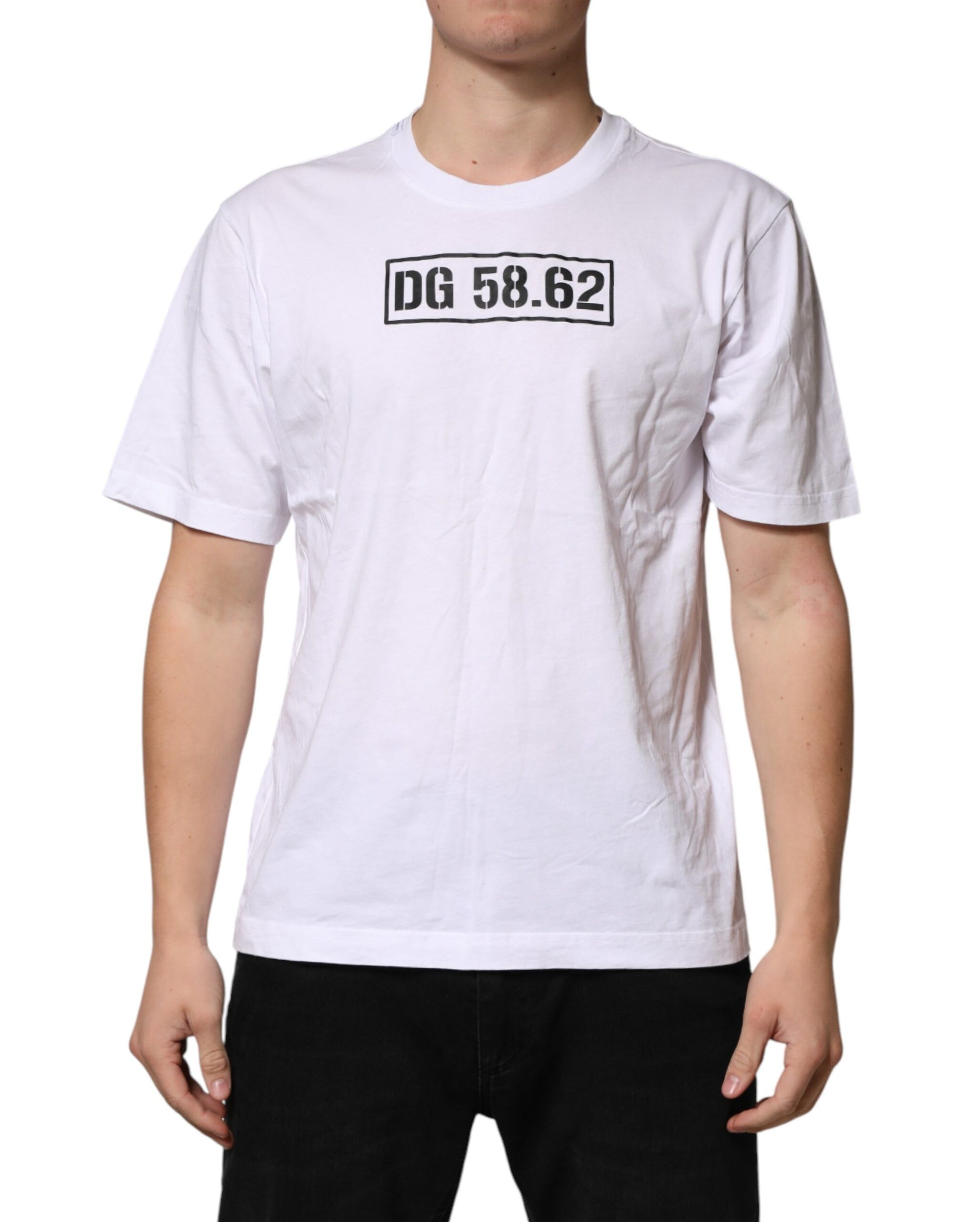 White Graphic Cotton Men Crew Neck T-shirt