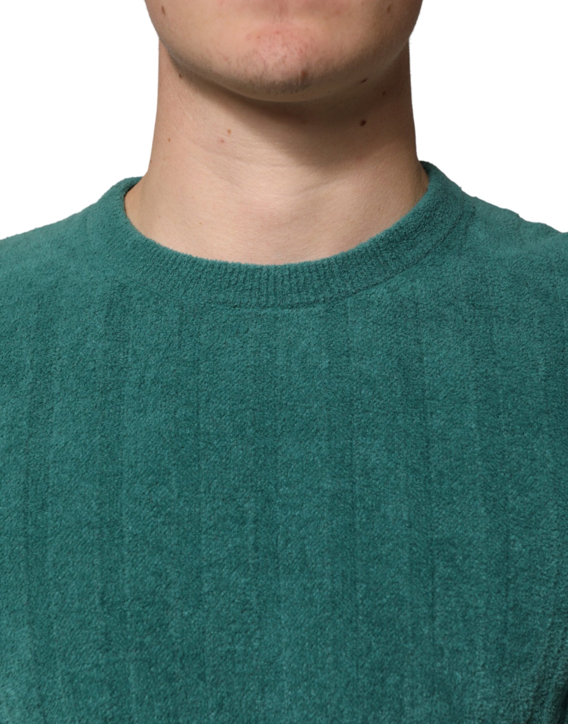 Dark Green Cotton Blend Men Crew Neck T-shirt