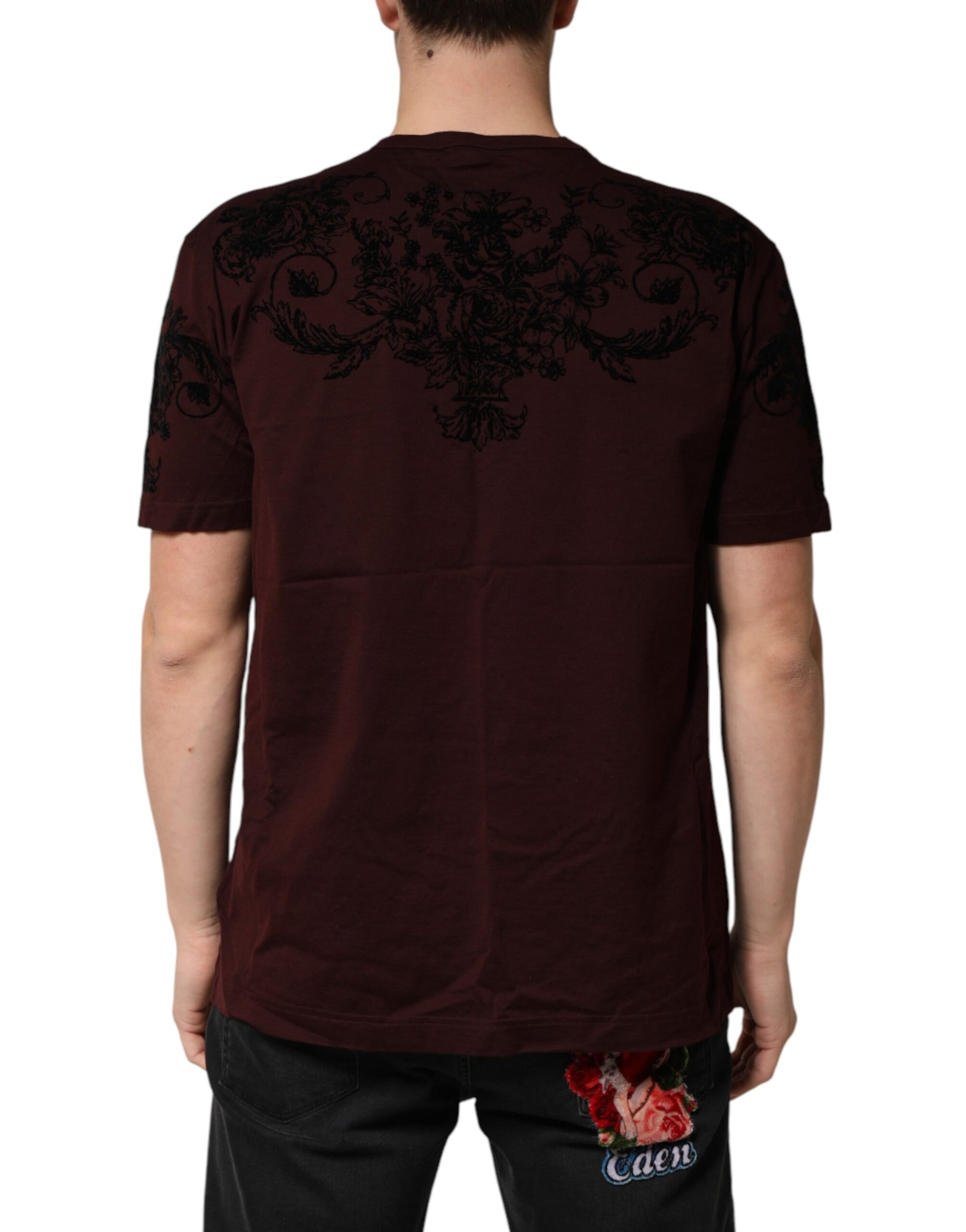 Maroon DG Crown Floral Crewneck Men T-shirt