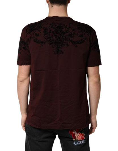 Maroon DG Crown Floral Crewneck Men T-shirt