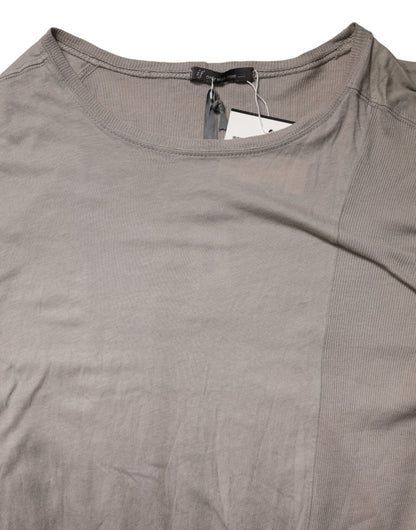 Gray Two Tone Cotton Round Neck Short Sleeves T-shirt