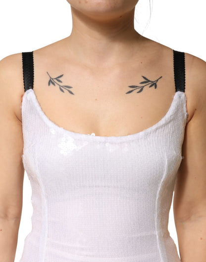 White Polyester Sleeveless Sheath Dress