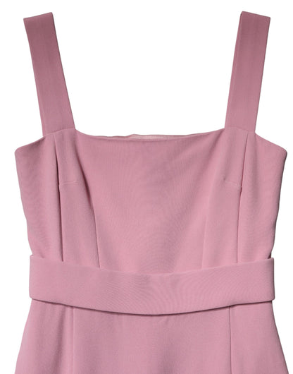 Pink Viscose Sleeveless Sheath Midi Dress