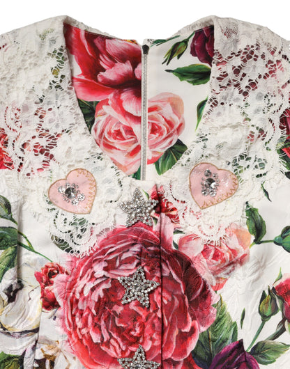 White Floral Embellished Sheath Mini Dress