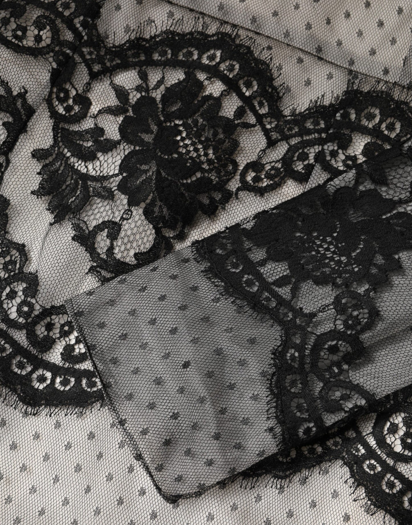 Black White Lace Silk Blend MaxiSheath Dress