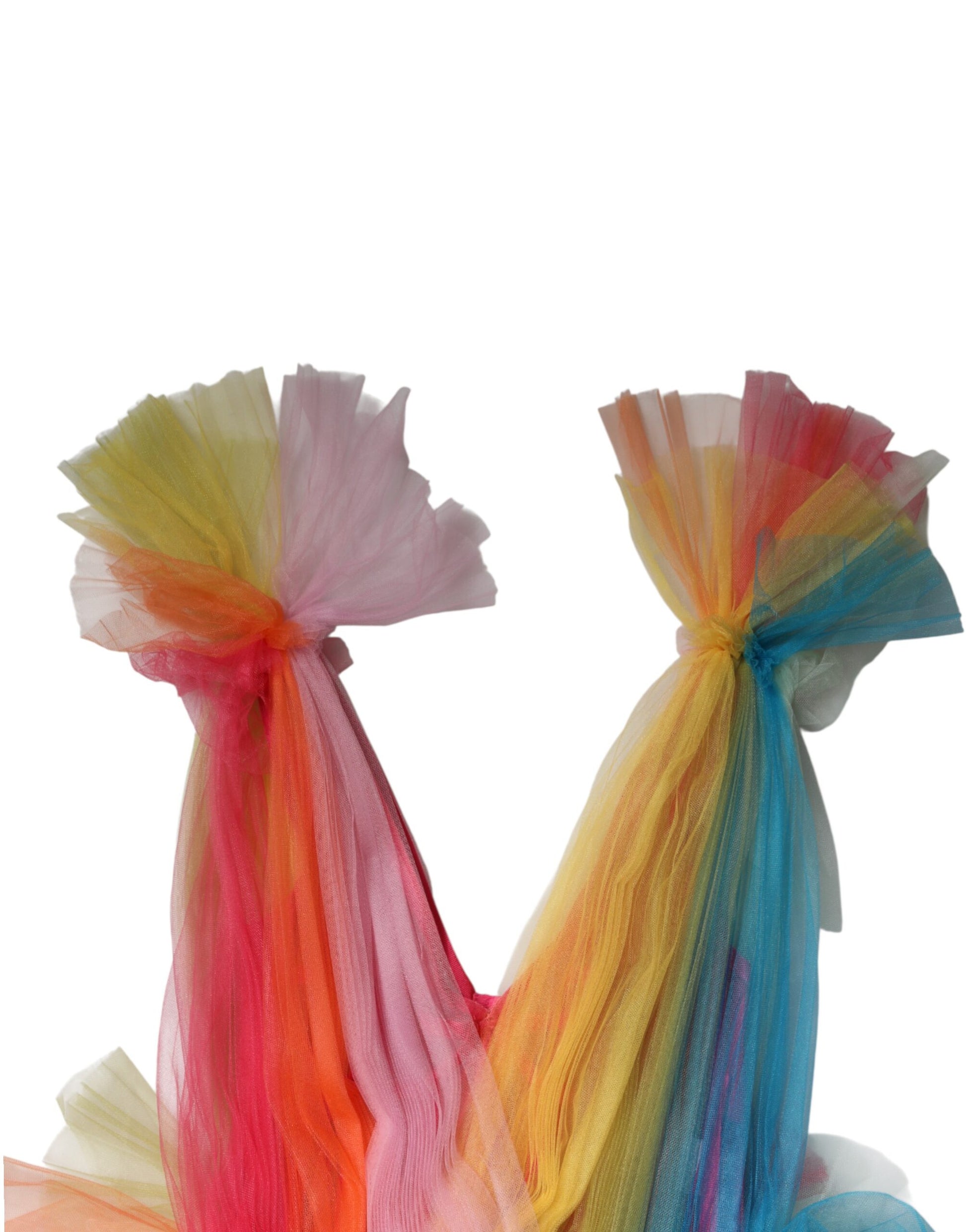 Multicolor Nylon Tiered Tulle Midi Dress