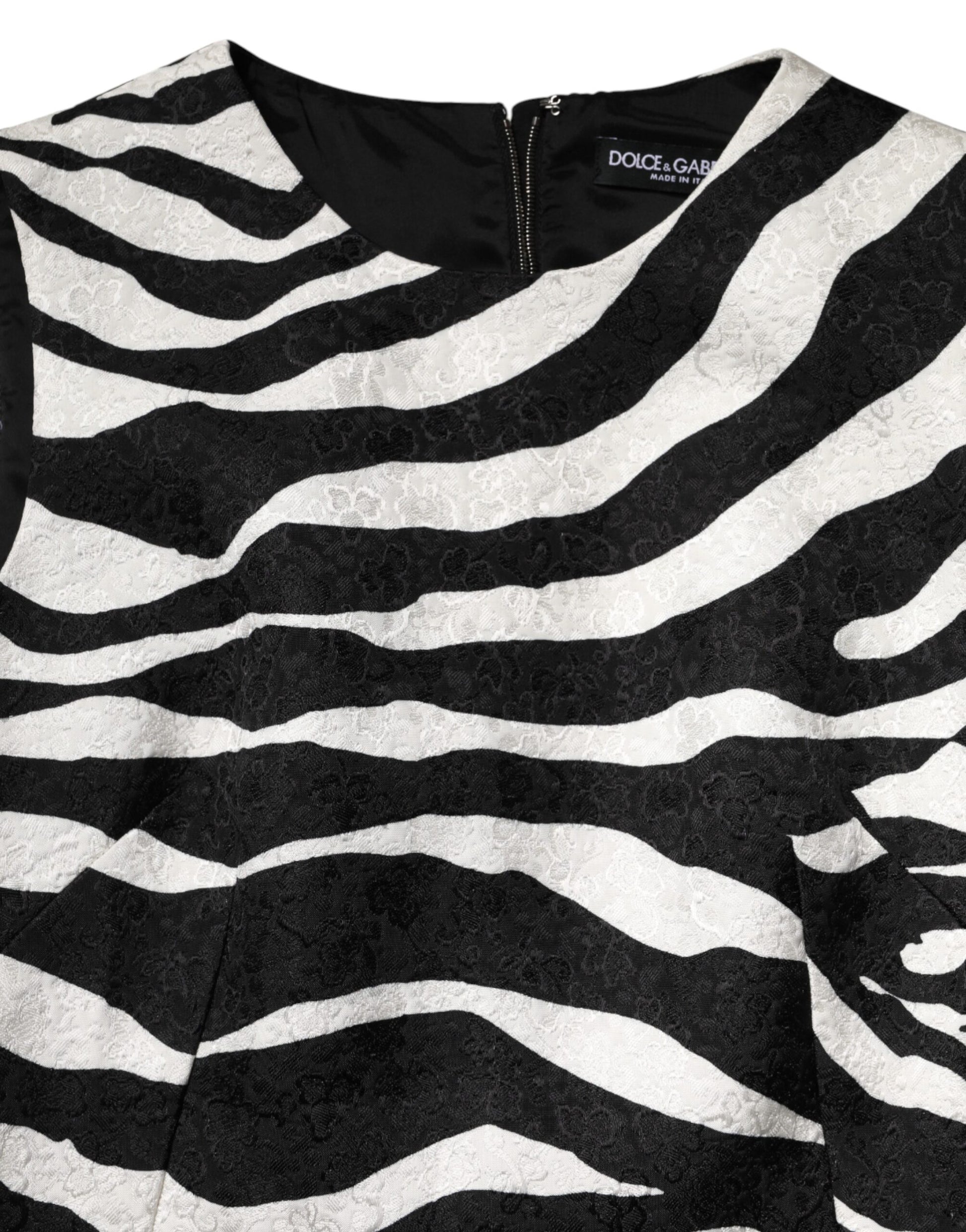 Black White Zebra Sleeveless A-line Dress