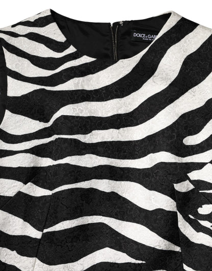 Black White Zebra Sleeveless A-line Dress