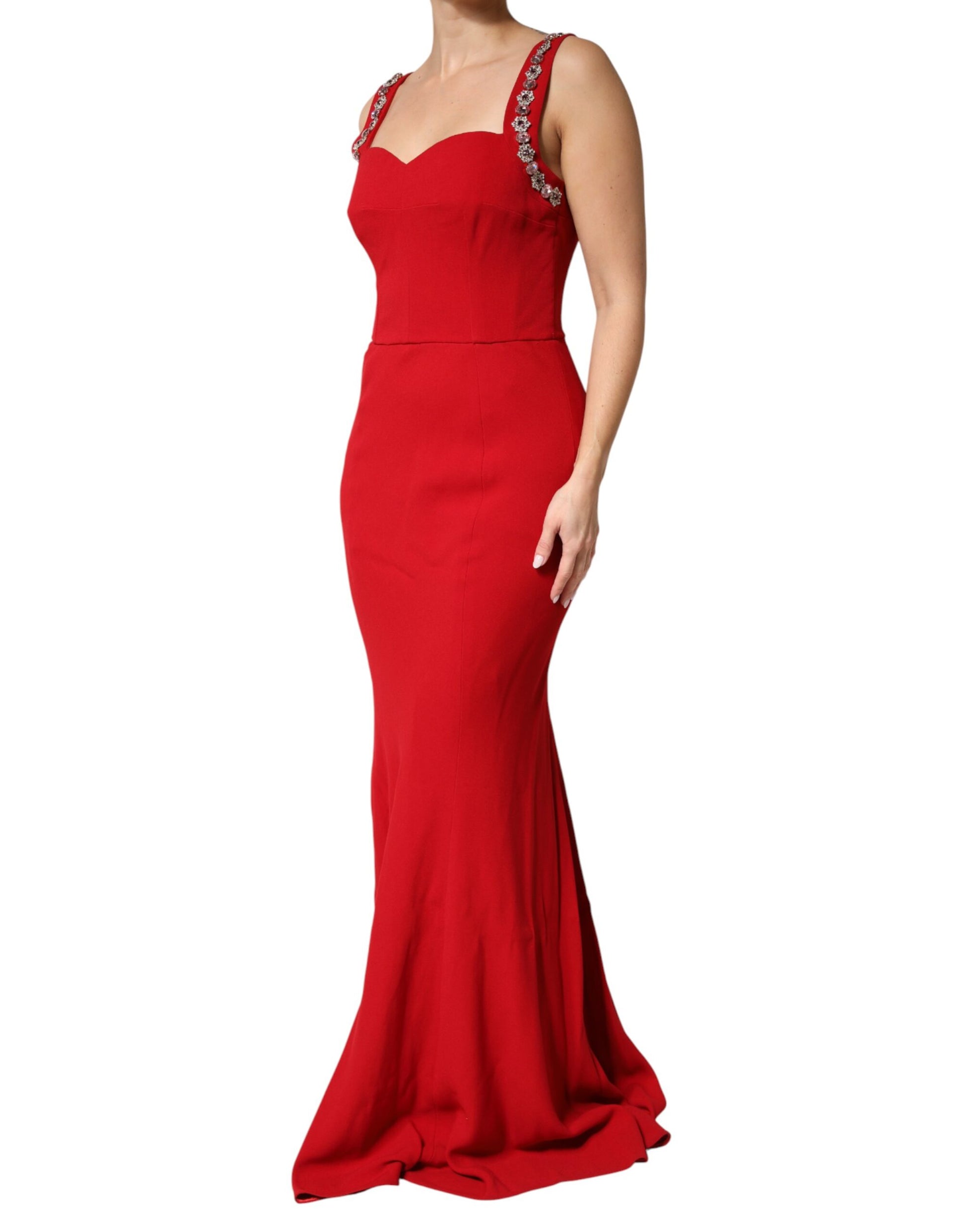 Red Embellished Bodycon Long Gown Dress