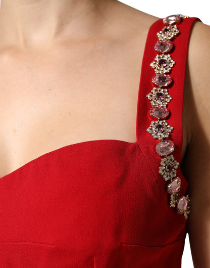 Red Embellished Bodycon Long Gown Dress