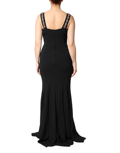 Black Embellished Bodycon Long Gown Dress