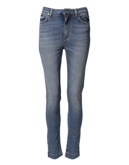 Blue Washed Cotton Skinny Denim Trouser Jeans