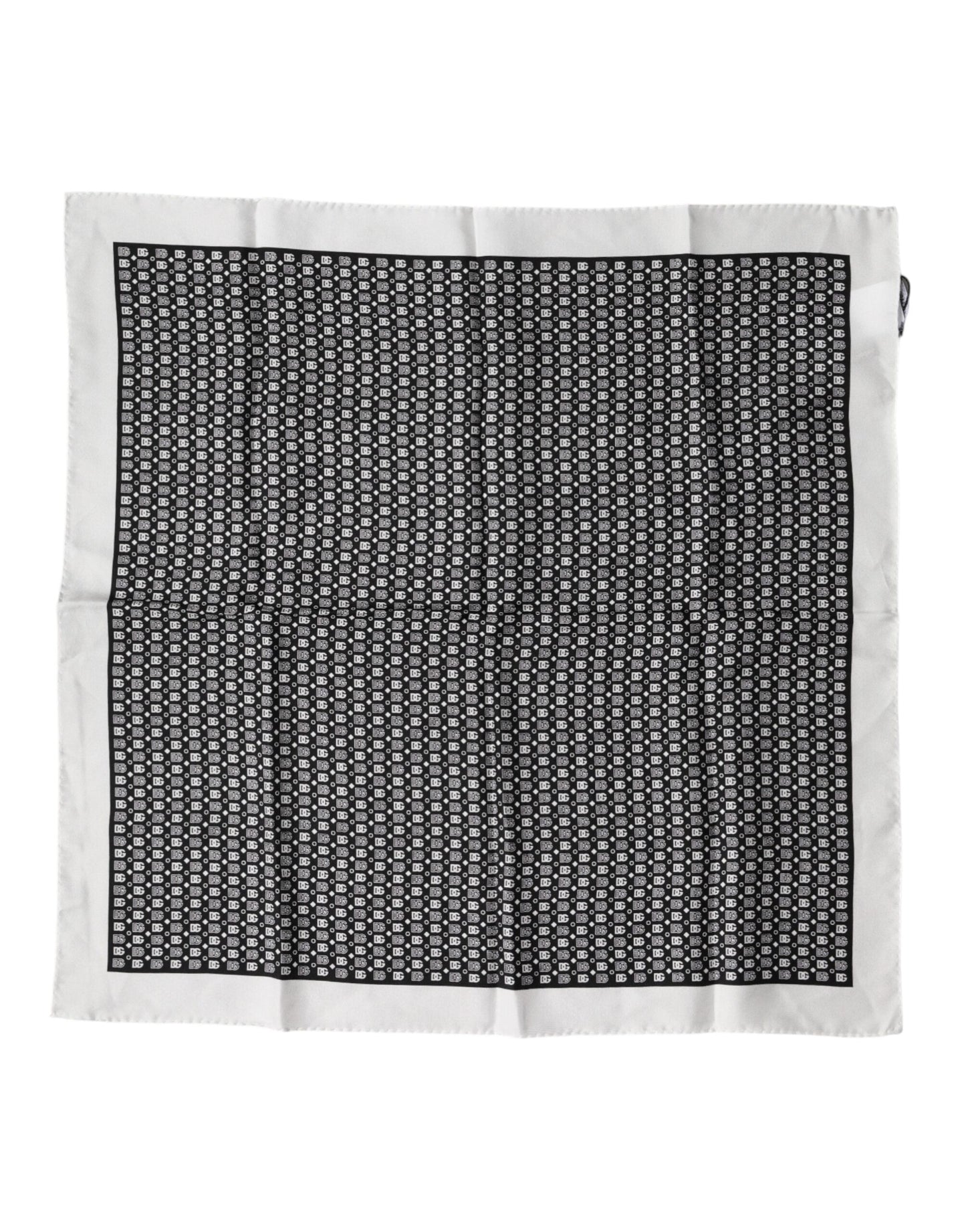 White Black Patterned Square Foulard Scarf