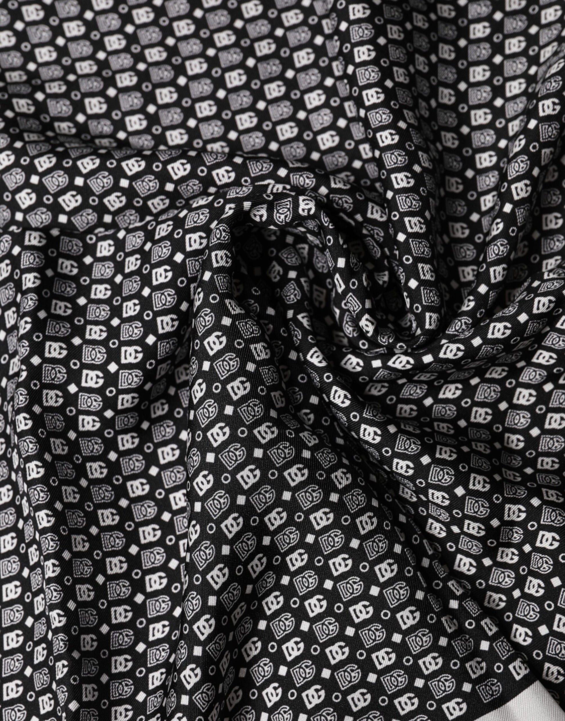 White Black Patterned Square Foulard Scarf