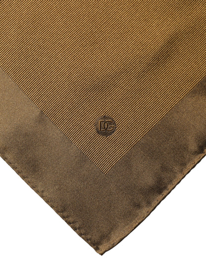 Brown Logo Silk Men Square Handkerchief Scarf