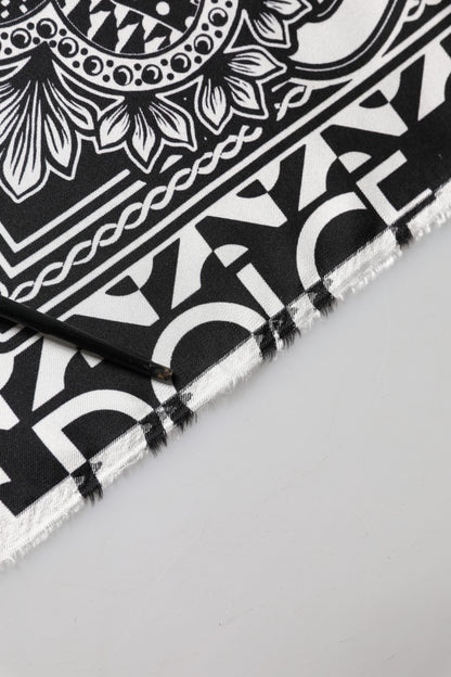 Black Bandana Print Silk Neck Foulard Scarf