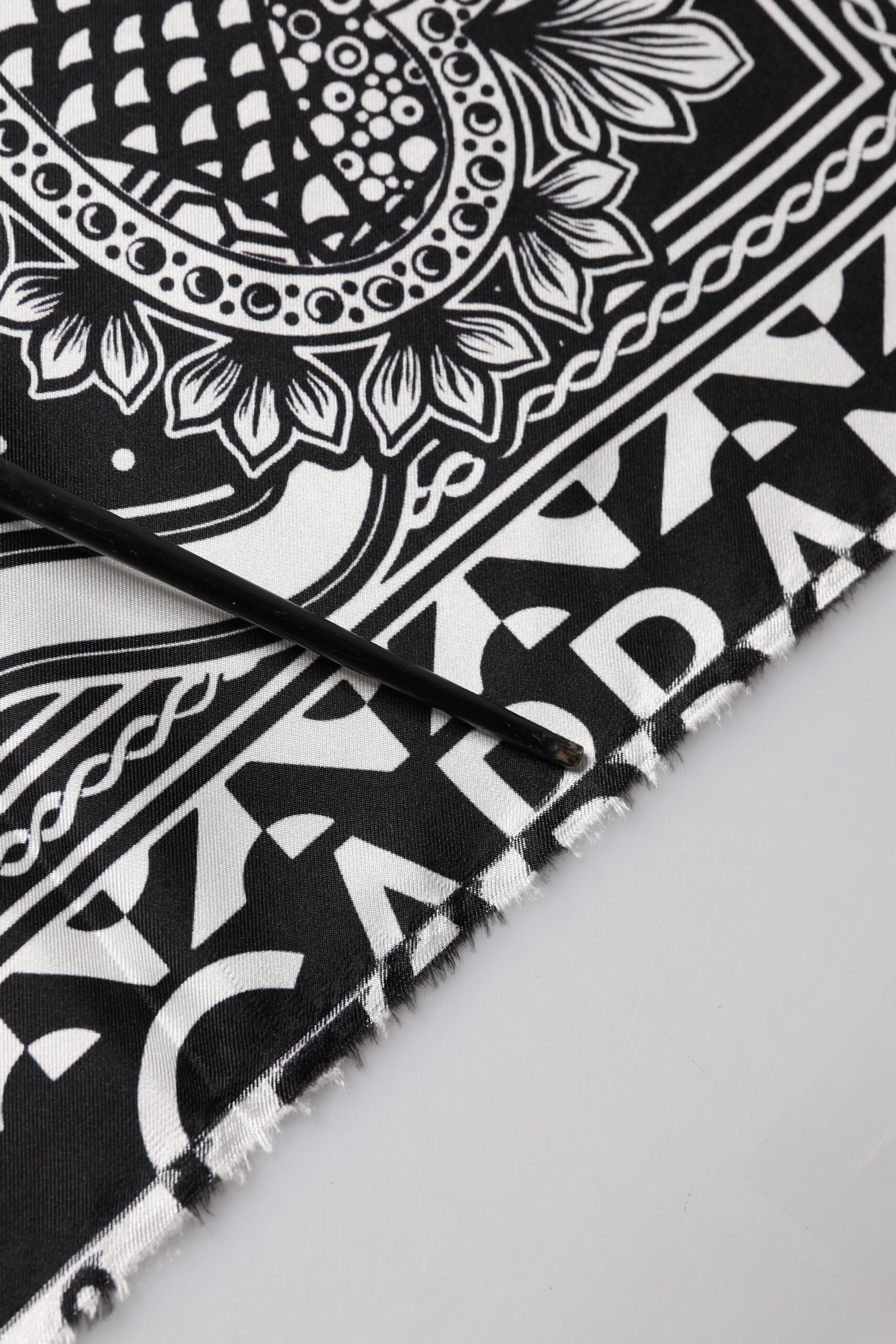 Black Bandana Print Silk Neck Foulard Scarf