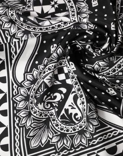 Black Bandana Print Silk Neck Foulard Scarf