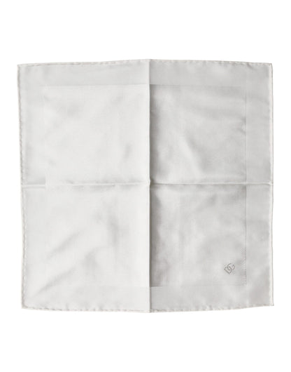White Logo Silk Square Handkerchief Scarf