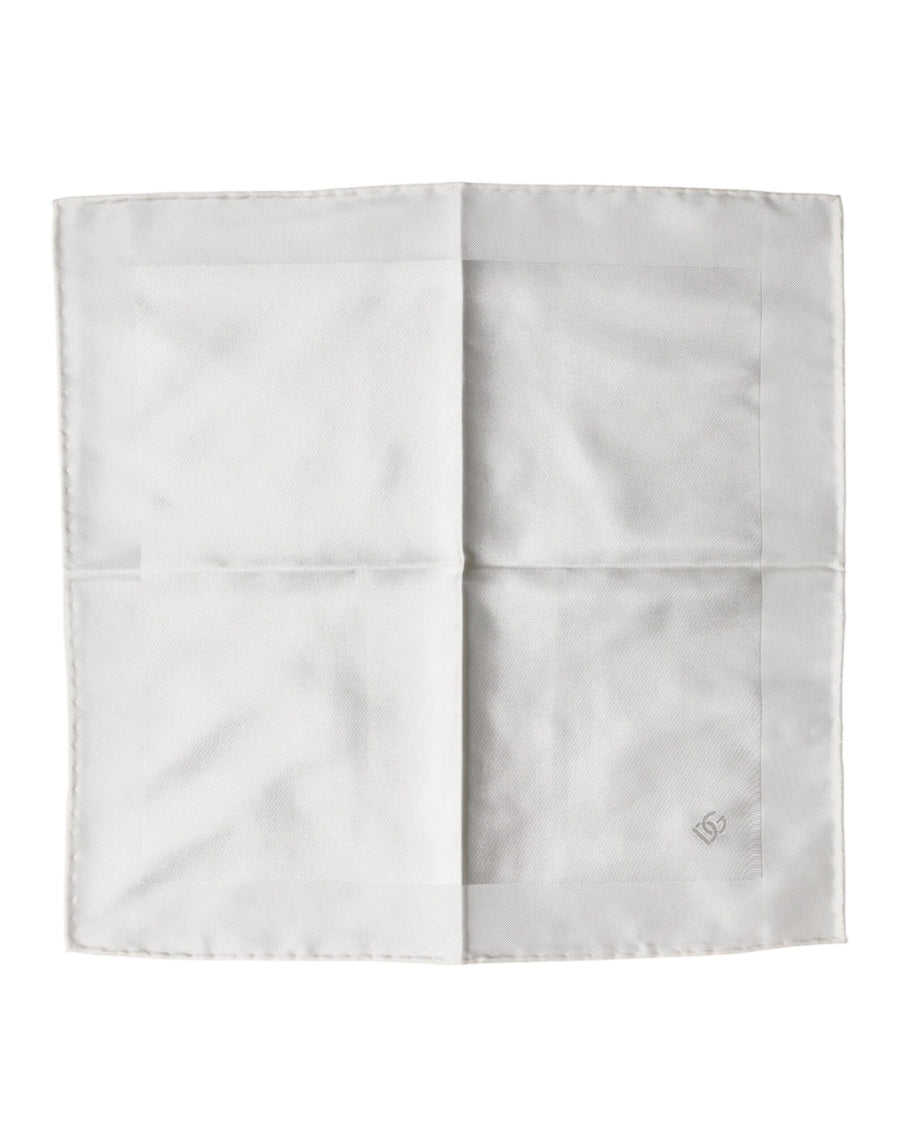 White Logo Silk Square Handkerchief Scarf