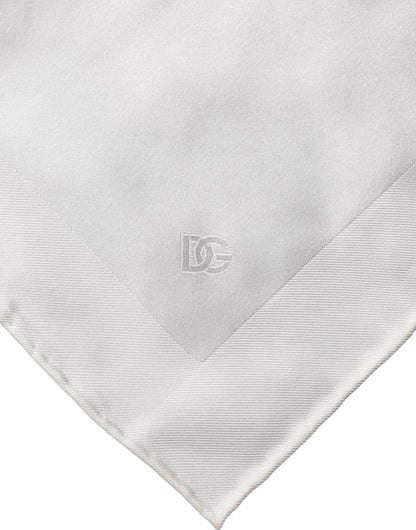 White Logo Silk Square Handkerchief Scarf