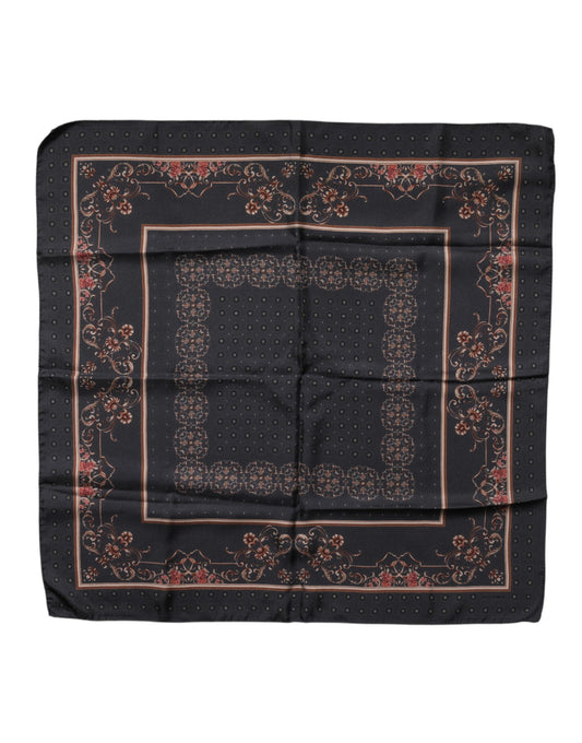 Black Patterned Square Foulard Scarf