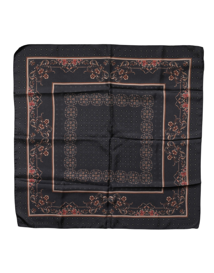 Black Patterned Square Foulard Scarf