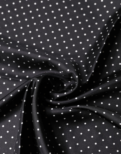 Black Polka Dot Silk Square Foulard Scarf