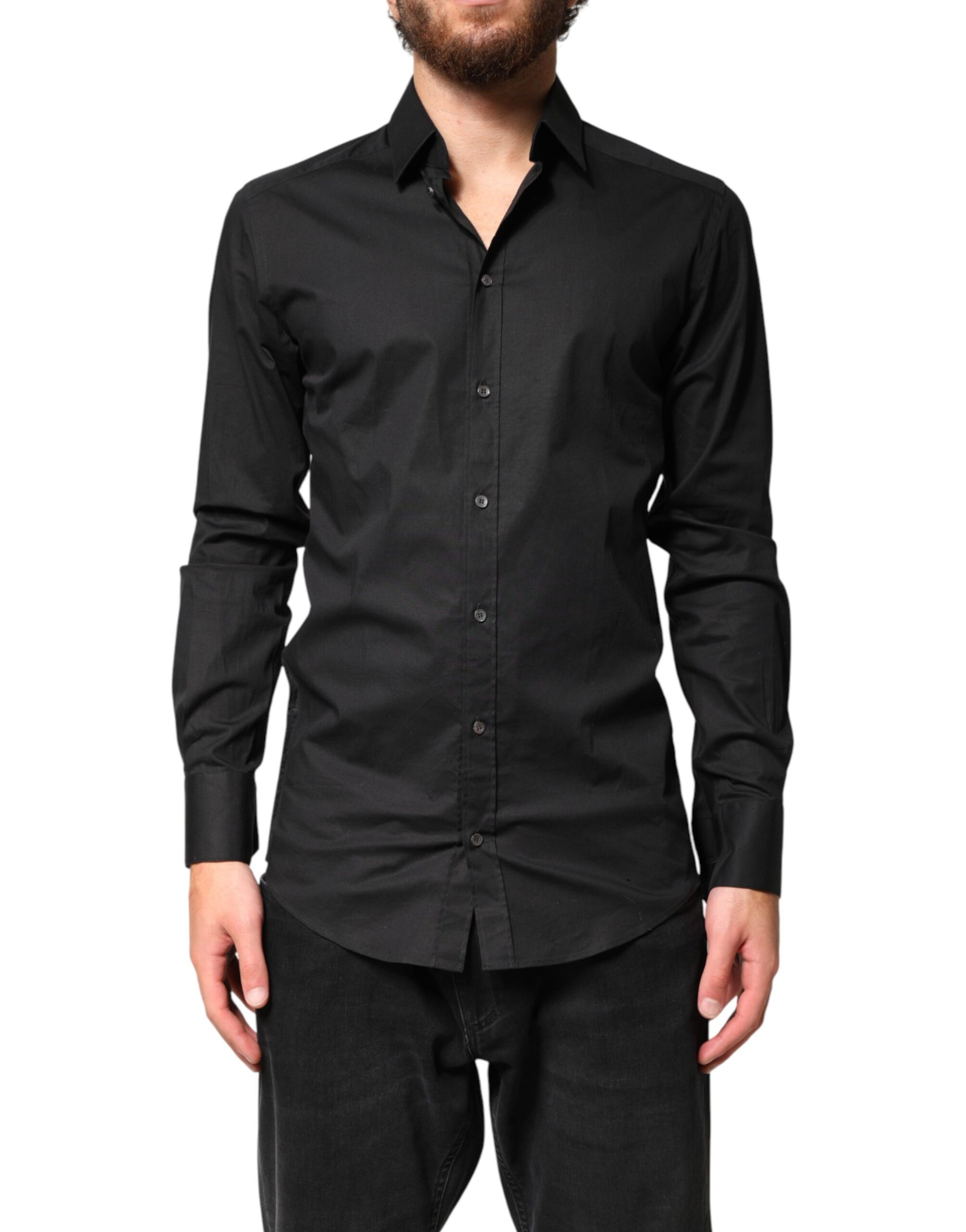 Black GOLD Cotton Men Dress Formal Shirt