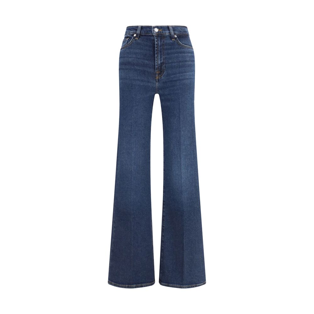 Blue Cotton Flared Jeans