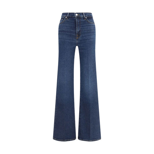 Blue Cotton Flared Jeans