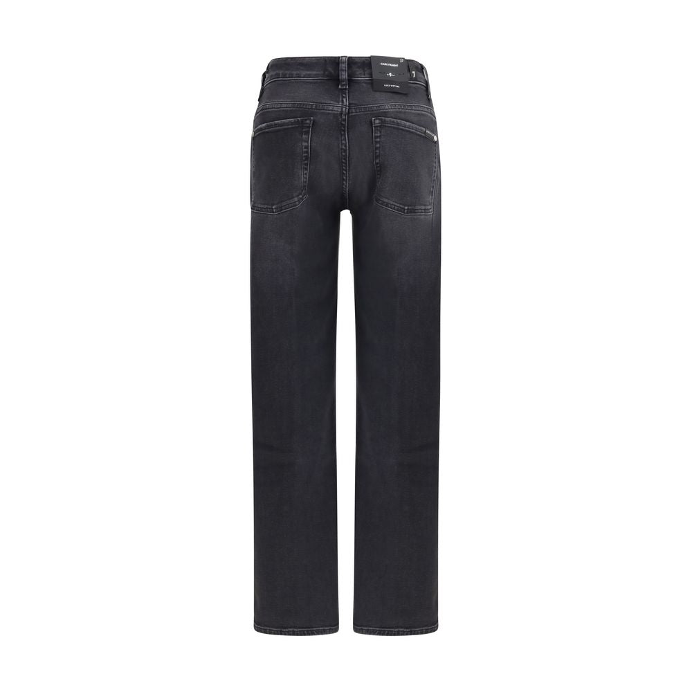 Black Cotton Straight-Leg Jeans