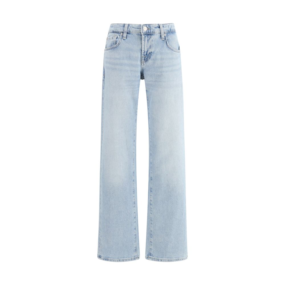 Light Blue Cotton Straight-Leg Jeans