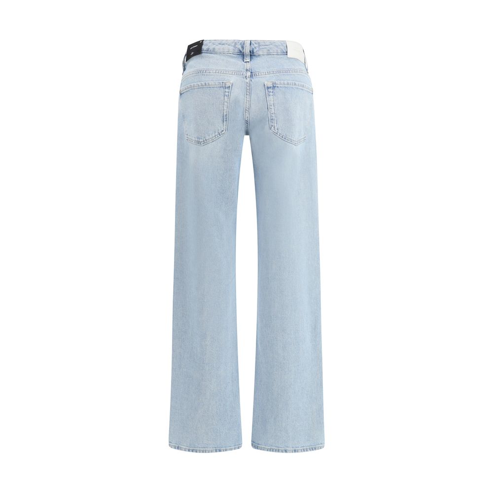 Light Blue Cotton Straight-Leg Jeans