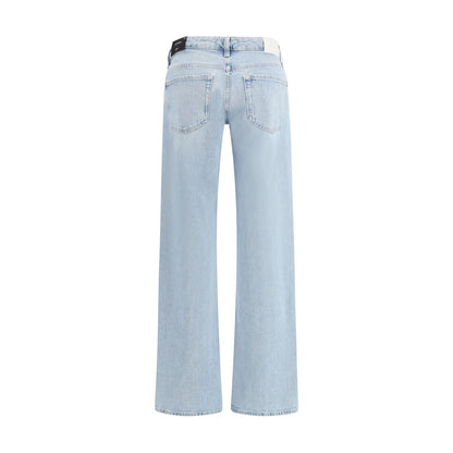 Light Blue Cotton Straight-Leg Jeans