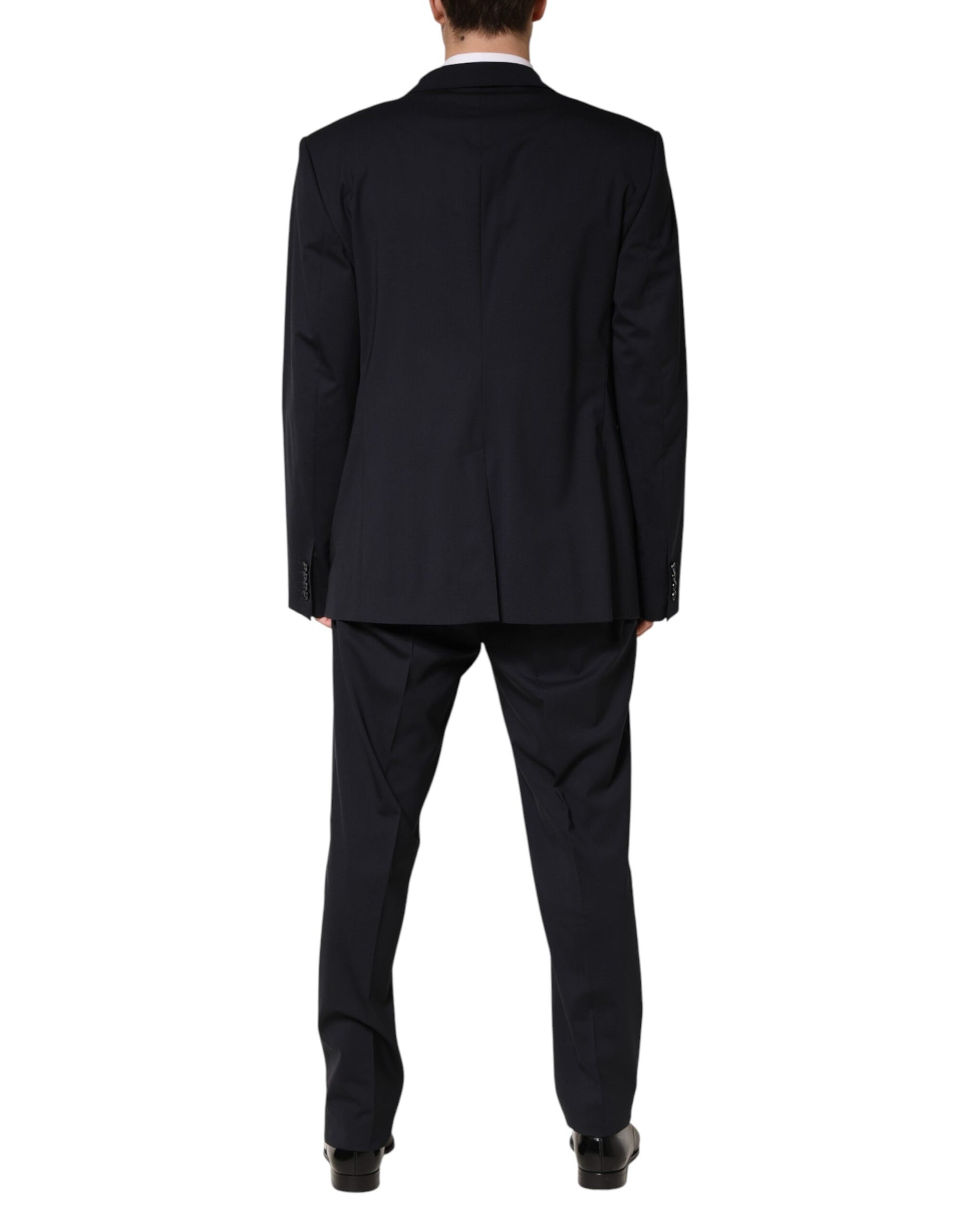 Blue Wool Double Breasted 2 Piece Men Suit