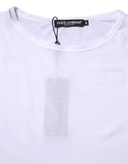 White Cotton Crew Neck Short Sleeves T-shirt